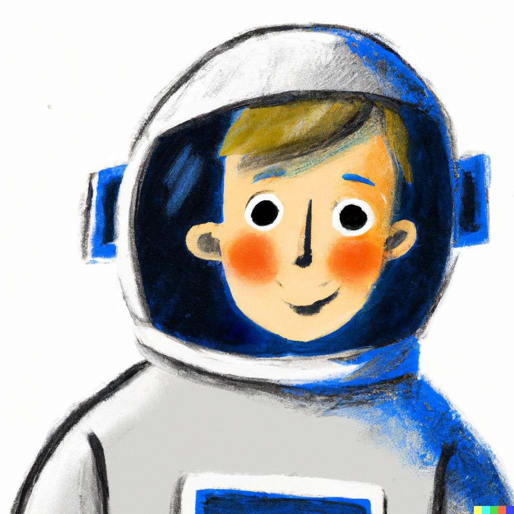 an astronaut, children's book illustration